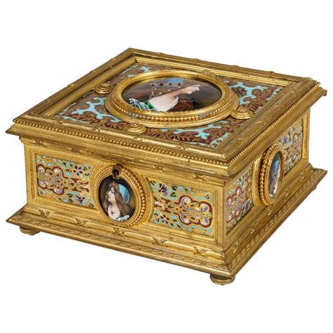 antique metal enamel box|enamel jewellery boxes.